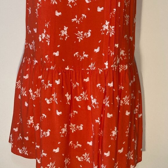 Urban Outfitters Co Incidence SZ M  red orange & ivory print drop waist dress - Picture 4 of 4